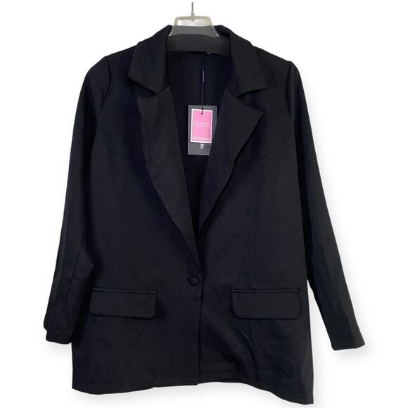 PrettyLittleThing Women’s US 4 Black Petite Oversized Pocket Blazer - Picture 1 of 4